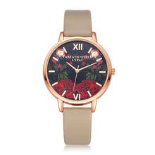 LVPAI Watch Women Dress Clock Flower Pattern PU Leather Band Quartz Bracelet Ladies Gift Relogio Feminino CF