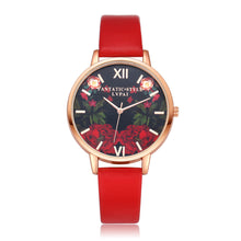 LVPAI Watch Women Dress Clock Flower Pattern PU Leather Band Quartz Bracelet Ladies Gift Relogio Feminino CF