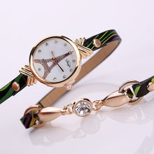 Ladies Bracelet Wrist Watch Women Famous Rhinestone Clock PU Leather Quartz Dress Watches Relogios CF