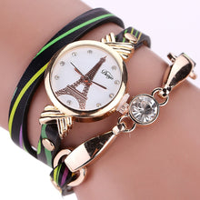 Ladies Bracelet Wrist Watch Women Famous Rhinestone Clock PU Leather Quartz Dress Watches Relogios CF