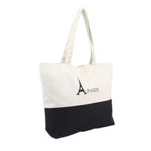 Large Space Women Canvas Handbag Zipper Shopping Shoulder Bag Paris Eiffel Tower Girls Beach Bookbag Tote Bolsa CF