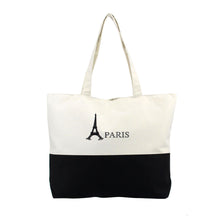 Large Space Women Canvas Handbag Zipper Shopping Shoulder Bag Paris Eiffel Tower Girls Beach Bookbag Tote Bolsa CF
