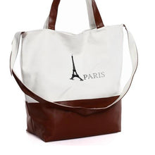 Large Space Women Canvas Handbag Zipper Shopping Shoulder Bag Paris Eiffel Tower Print Girls Beach Bolsos Casual Tote CF