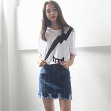 Lightning Cartoon Print T shirts  New Fashion Loose Women Tops O-neck Short Sleeve Women t-shirt Plus Size 72603 SM6