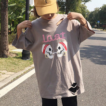 Lost Letter Print t-shirt  New Women Harajuku Skull Hole T shirts Women Top Short Sleeve Female O-neck Plus Size tops 72678 SM6