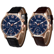 Luxury 3 Eyes Geneva Watch Men Top Retro Design PU Leather Band Analog Quartz Wristwatch Relogio Masculino CF