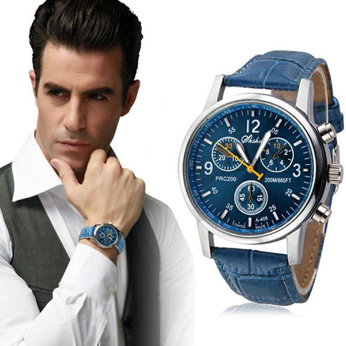 Luxury Faux Leather Men's Watch Business watch Men sport Watches Military Hour Men Luxury Army wristwatch CF