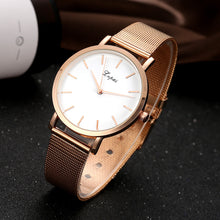 Lvpai Relogio Feminino Gold Watch Women Stainless Steel Mesh Band Big Dial Watches Analog Quartz Clock CF