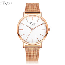 Lvpai Relogio Feminino Gold Watch Women Stainless Steel Mesh Band Big Dial Watches Analog Quartz Clock CF
