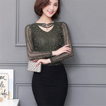 M-3XL New  Women Summer Lace T Shirt Fashion Hollow Out Tops V-Neck Full Sleeve t-shirt Plus Size tee 72593 SM6
