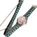 Malloom Watches Women Bracelet Dress Clock Flower Pattern Wrap Braided PU Leather Quartz Watch Relogio Feminino CF