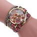 Malloom Watches Women Bracelet Dress Clock Flower Pattern Wrap Braided PU Leather Quartz Watch Relogio Feminino CF