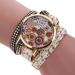 Malloom Watches Women Bracelet Dress Clock Flower Pattern Wrap Braided PU Leather Quartz Watch Relogio Feminino CF