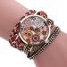 Malloom Watches Women Bracelet Dress Clock Flower Pattern Wrap Braided PU Leather Quartz Watch Relogio Feminino CF