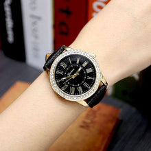 Malloom Watches Women Geneva Rhinestone Crystal Bracelet Dress Clock Relogio Feminino PU Leather Band Roman Watch CF