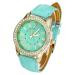 Malloom Watches Women Geneva Rhinestone Crystal Bracelet Dress Clock Relogio Feminino PU Leather Band Roman Watch CF