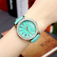 Malloom Watches Women Geneva Rhinestone Crystal Bracelet Dress Clock Relogio Feminino PU Leather Band Roman Watch CF