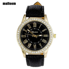 Malloom Watches Women Geneva Rhinestone Crystal Bracelet Dress Clock Relogio Feminino PU Leather Band Roman Watch CF
