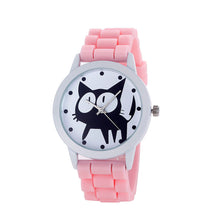 Malloom Watches Women Kitty Cat Pattern Silicone Band Dress Clock Relogio Feminino Quartz Movement Watch CF