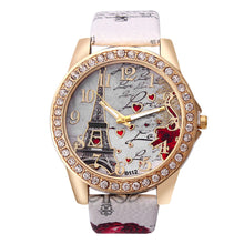 Malloom Women Watches Rhinestone Crystal Dress Clock Tower Pattern PU Leather Band Quartz Watch Relogio Feminino CF