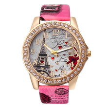 Malloom Women Watches Rhinestone Crystal Dress Clock Tower Pattern PU Leather Band Quartz Watch Relogio Feminino CF