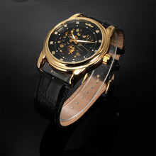 Mechanical Watch Men Top Luxury Military Army Business Clock Classic Steampunk Skeleton PU Leather Relogio Masculino CF
