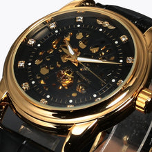 Mechanical Watch Men Top Luxury Military Army Business Clock Classic Steampunk Skeleton PU Leather Relogio Masculino CF