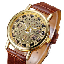Mechanical Watch Men Top Luxury Military Army PU Leather Relogio Masculino Doublesided Hollow Business Clock CF