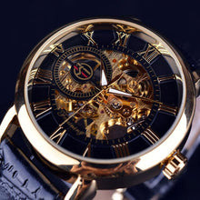 Mechanical Watch Men Top Luxury Military Army PU Leather Strap Steampunk Skeleton Automatic Relogio Masculino CF