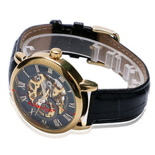 Mechanical Watch Men Top Luxury Military Army PU Leather Strap Steampunk Skeleton Automatic Relogio Masculino CF