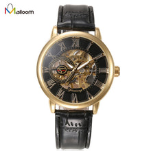 Mechanical Watch Men Top Luxury Military Army PU Leather Strap Steampunk Skeleton Automatic Relogio Masculino CF