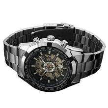 Men Watch Stainless Steel Skeleton Automatic Mechanical Steampunk Wrist Watches Military Relogio Masculino CF