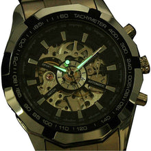 Men Watch Stainless Steel Skeleton Automatic Mechanical Steampunk Wrist Watches Military Relogio Masculino CF