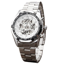 Men Watch Stainless Steel Skeleton Automatic Mechanical Steampunk Wrist Watches Military Relogio Masculino CF