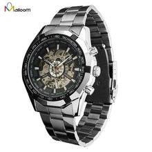 Men Watch Stainless Steel Skeleton Automatic Mechanical Steampunk Wrist Watches Military Relogio Masculino CF