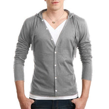 Men Button Design Front Long Sleeve Camiseta Plus Size XXL Men Casual Tshirt Slim T Shirt Tees Tops CF