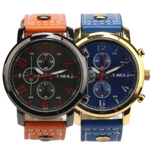 Men Chronograph Watch Top Luxury Quartz Watches PU Leather Military Business Wristwatches Relogio Masculino CF