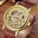 Men Mechanical Watches Gold Top Luxury doublesided hollow business Military Army Clock PU Leather Relogio Masculino CF
