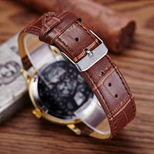 Men Mechanical Watches Gold Top Luxury doublesided hollow business Military Army Clock PU Leather Relogio Masculino CF