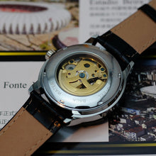 Men Watch Hollow Out Mechanical Skeleton Automatic Top Luxury PU Leather Military Watches Relogio Masculino CF
