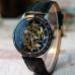 Men Watch Hollow Out Mechanical Skeleton Automatic Top Luxury PU Leather Military Watches Relogio Masculino CF