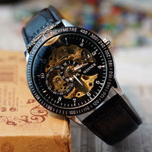 Men Watch Hollow Out Mechanical Skeleton Automatic Top Luxury PU Leather Military Watches Relogio Masculino CF