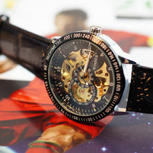 Men Watch Hollow Out Mechanical Skeleton Automatic Top Luxury PU Leather Military Watches Relogio Masculino CF