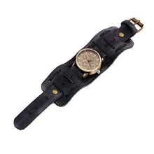 Men Watch Top Luxury Style Retro Punk Rock Brown Big Wide PU Leather Cuff Military Clock Relogio Masculino CF