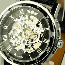 Men Wristwatch Skeleton Top Luxury Clock PU Leather Strap Antique Steampunk Classic Dial Army Wrist Watches CF