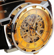 Men Wristwatch Skeleton Top Luxury Clock PU Leather Strap Antique Steampunk Classic Dial Army Wrist Watches CF