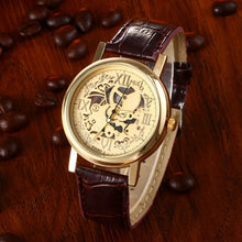 Mens Watches Luxury Men's Quartz Watch Hollow Skeleton Sport Military Watches Men Leather Gold relogio masculino CF