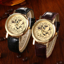 Mens Watches Luxury Men's Quartz Watch Hollow Skeleton Sport Military Watches Men Leather Gold relogio masculino CF