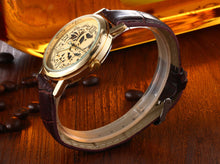 Mens Watches Luxury Men's Quartz Watch Hollow Skeleton Sport Military Watches Men Leather Gold relogio masculino CF