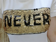 NEVER letter Print tshirt Sequined New  Fashion Korean Short Sleeve T-shirts Plus Size Female t shirts Women Tops 72586 SM6